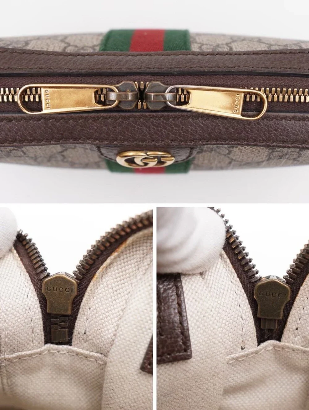 CE04 💗 GUCCI GG Supreme Monogram Web Ophidia Wristlet Shoulder Bag